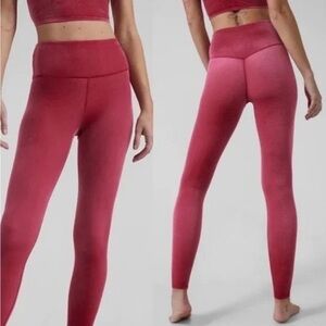 Athleta Women's Pink Berry Elation Velvet Tight Leggings Activewear Yoga S